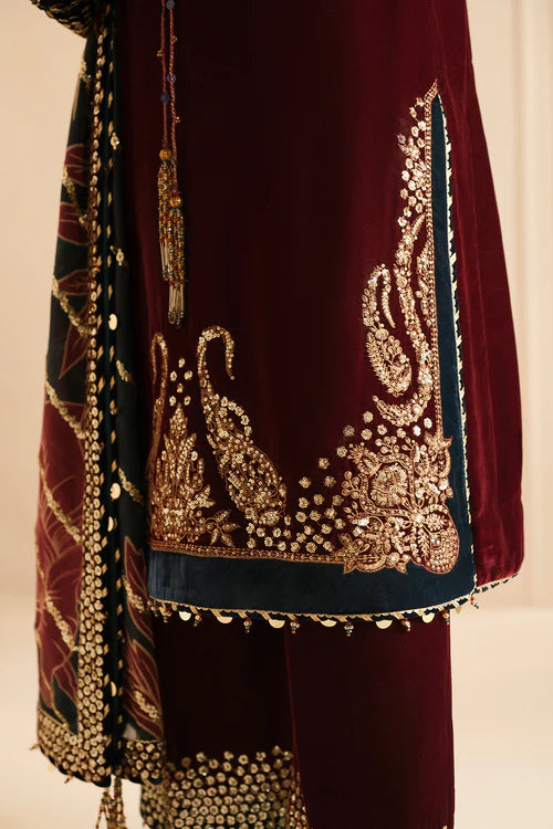 Embroidered Velvet Formal Wear