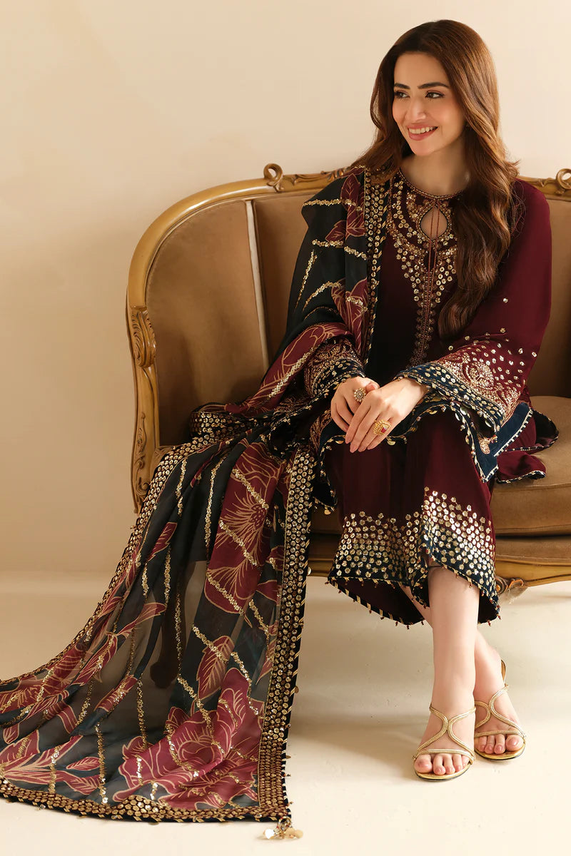 Embroidered Velvet Formal Wear