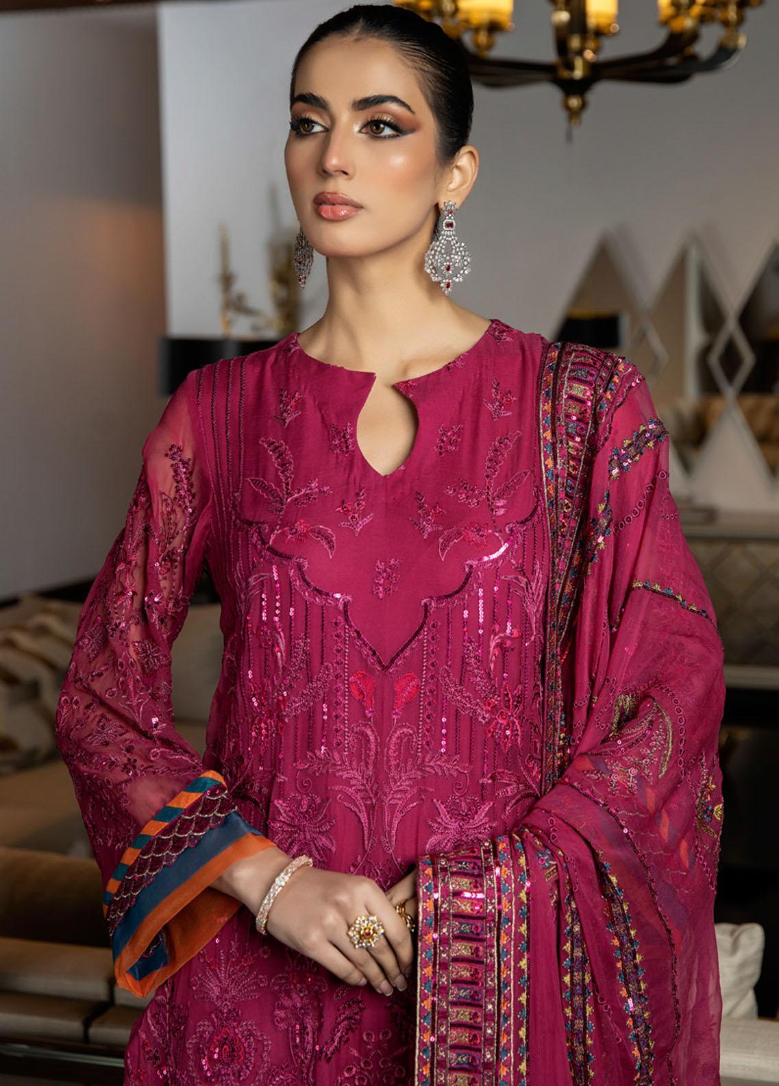 Embroidered Chiffon Suits Unstitched 3 Piece